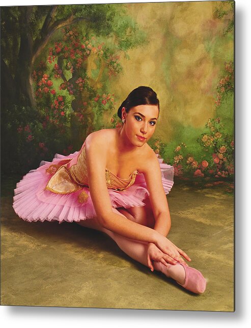 Ballerina Metal Print featuring the photograph Ballerina In The Rose Garden by Pamela Smale Williams