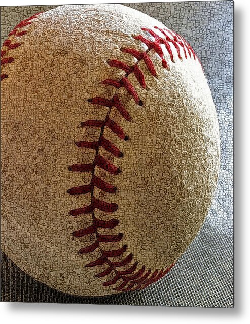 Baseball baseball Macro Mlb sports Photography abstract Art Sports Metal Print featuring the photograph Baseball Macro Phone Cases and Cards by Bill Owen