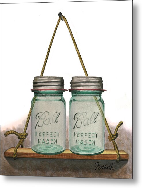 Ball Jars Metal Print featuring the painting Balls To The Wall by Ferrel Cordle
