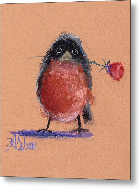 Baby Robin Metal Print featuring the painting Be Mine by Billie Colson