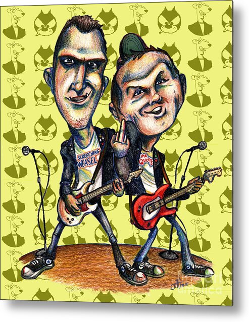 Screeching Weasel Metal Print featuring the drawing Ben Weasel and Joe Queer by John Ashton Golden