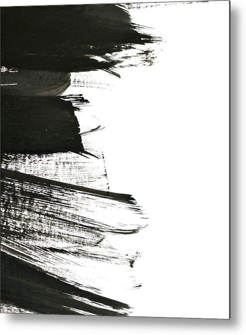 Empty Metal Print featuring the photograph Black Brush Strokes On White Paper by Marina skoropadskaya