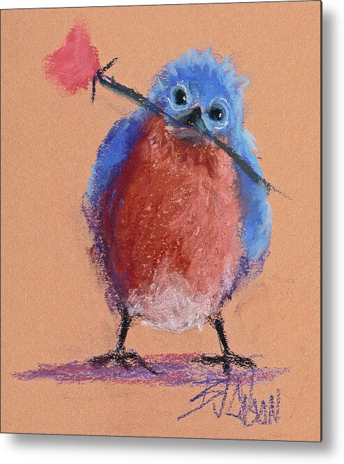 Bluebird Metal Print featuring the pastel Bluebird of Happiness by Billie Colson