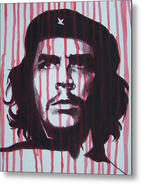 Red Metal Print featuring the mixed media Che by Constance DRESCHER
