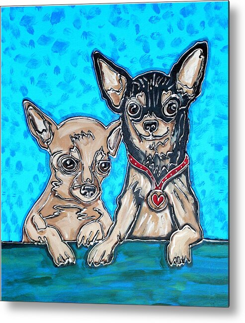 Chihuahua Metal Print featuring the painting Chihuahua Duo by Cynthia Snyder