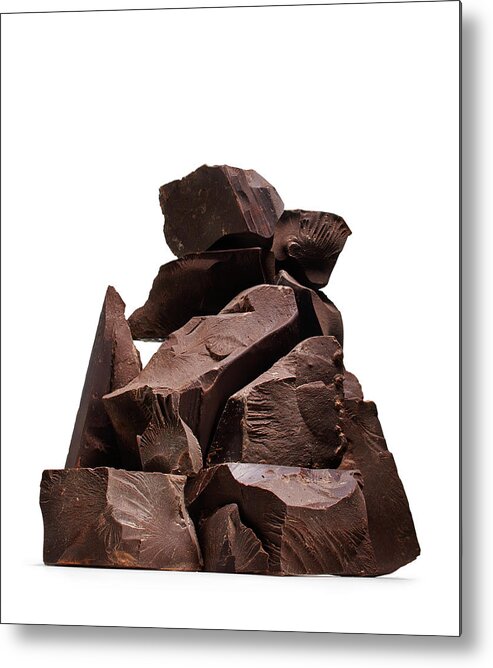 White Background Metal Print featuring the photograph Chocolate Chunks by Lew Robertson