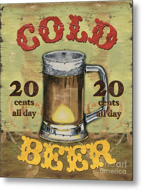 Food Metal Print featuring the painting Cold Beer by Debbie DeWitt