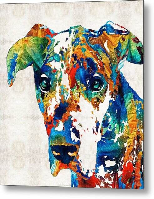 Great Dane Metal Print featuring the painting Colorful Great Dane Art Dog By Sharon Cummings by Sharon Cummings