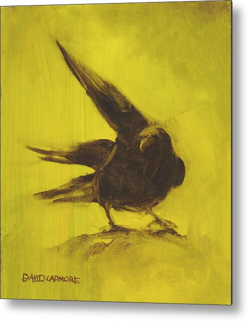 Crow Metal Print featuring the painting Crow 2 by David Ladmore