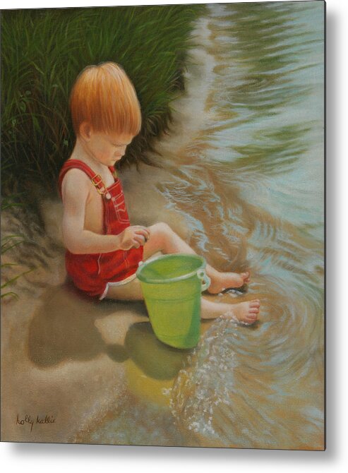 Child Metal Print featuring the painting Discovery by Holly Kallie