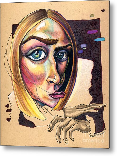 Beauty Metal Print featuring the drawing Distorted Beauty by John Ashton Golden