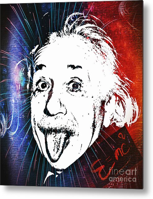 Albert Einstein Metal Print featuring the mixed media Einstein by Binka Kirova