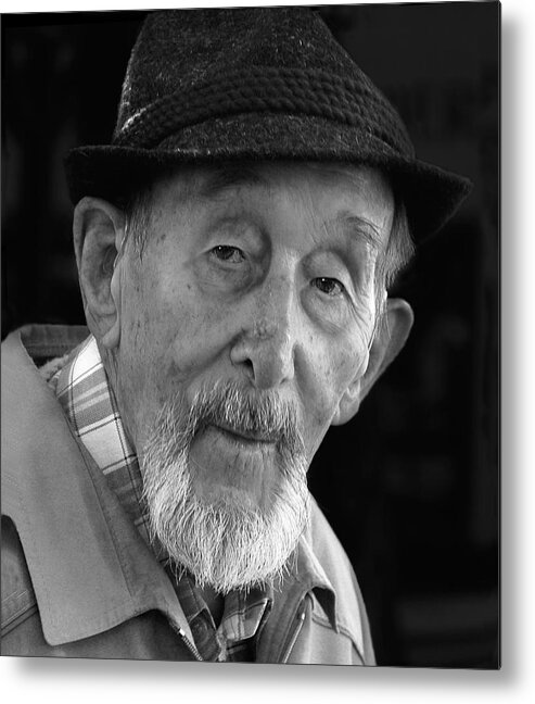 Elder Metal Print featuring the photograph Elder German Gent with Hat and Beard by Ginger Wakem