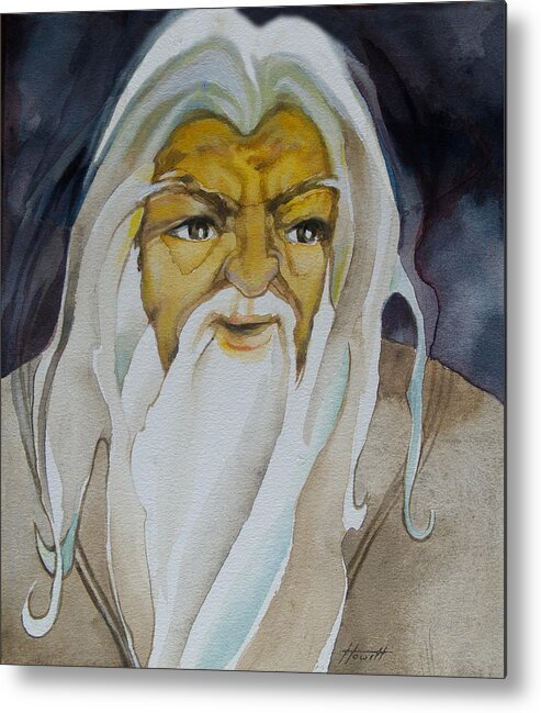 Portrait Metal Print featuring the painting Gandalf The White by Patricia Howitt