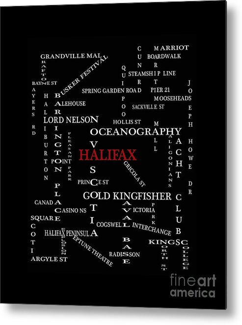 Halifax Nova Scotia Landmarks And Streets Metal Print featuring the digital art Halifax Nova Scotia Landmarks and Streets by Barbara A Griffin
