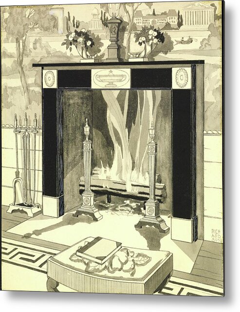 Home Metal Print featuring the photograph Illustration Of Fireplace by Harry Richardson