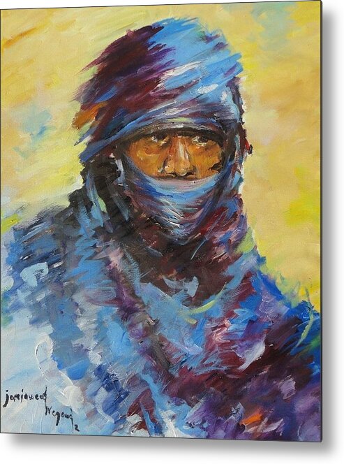 Portrait Metal Print featuring the painting Janjaweed 3 by Negoud Dahab
