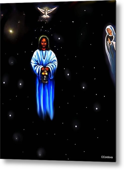Jesus Metal Print featuring the painting Jesus - The Guiding Light by Carmen Cordova