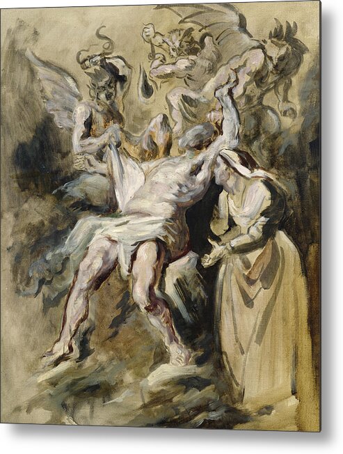 Job Metal Print featuring the painting Job Tormented by the Demons by Eugene Delacroix