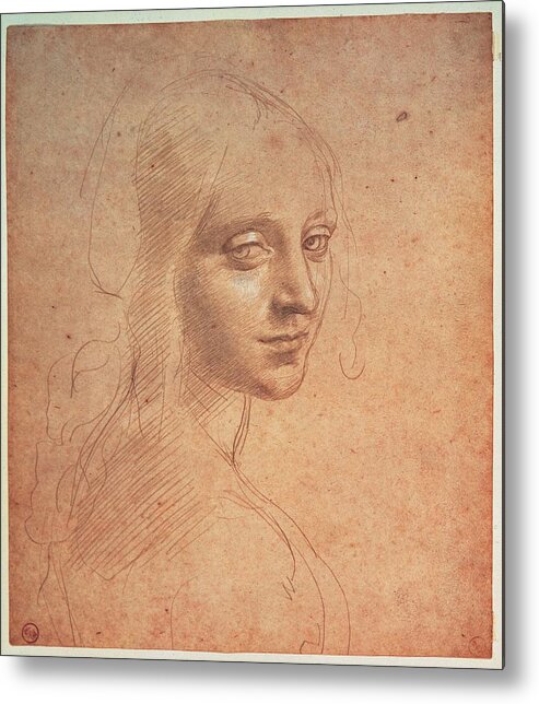 15th Century Metal Print featuring the photograph Leonardo Da Vinci, Portrait Of A Girl by Everett