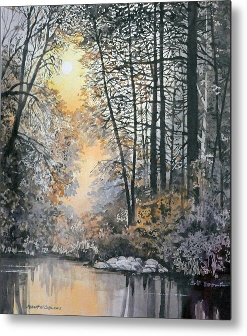 Woods Metal Print featuring the painting Light Through the Woods by Robert W Cook 