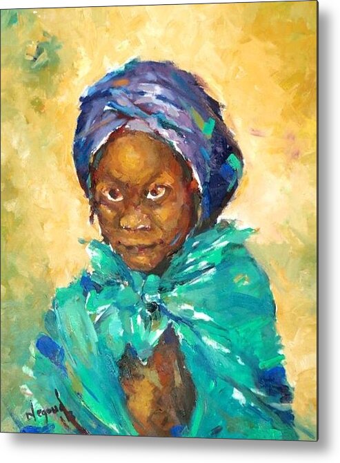 Portrait Metal Print featuring the painting Look At Me by Negoud Dahab