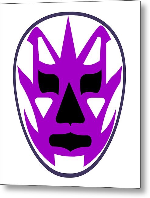 Purple Metal Print featuring the digital art El Escarabajo Luchador Purple White by MX Designs