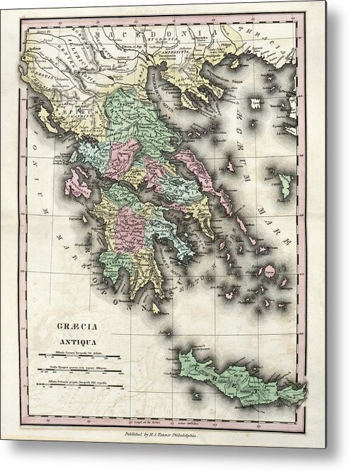 Ancient Greece Metal Print featuring the photograph Map Of Ancient Greece by Library Of Congress, Geography And Map Division