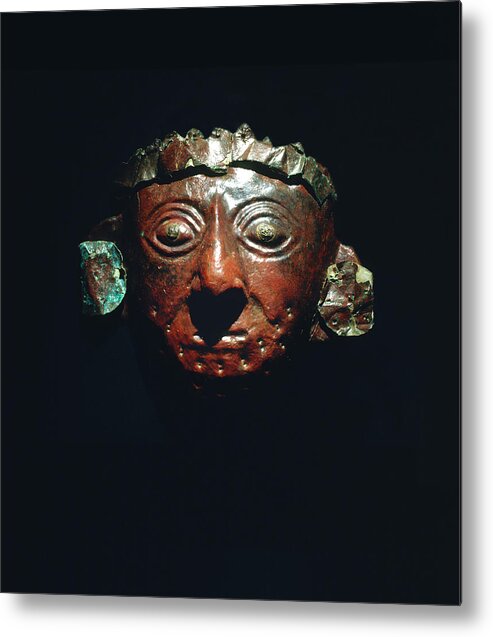 Mask Metal Print featuring the photograph Mask From The Lord Of Sipan's Tomb by Pasquale Sorrentino/science Photo Library