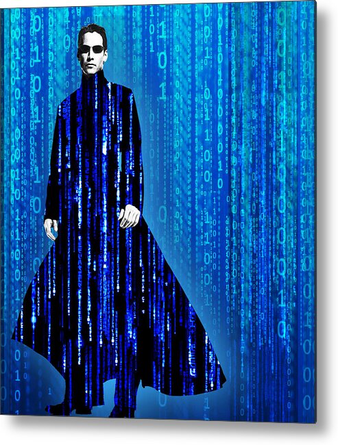 Matrix Metal Print featuring the painting Matrix Neo Keanu Reeves by Tony Rubino
