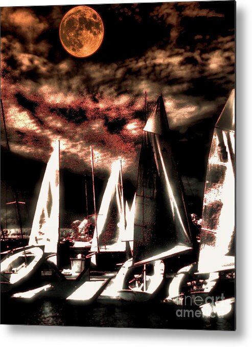 Moon Metal Print featuring the tapestry - textile Moonlight Cruise by Robert McCubbin