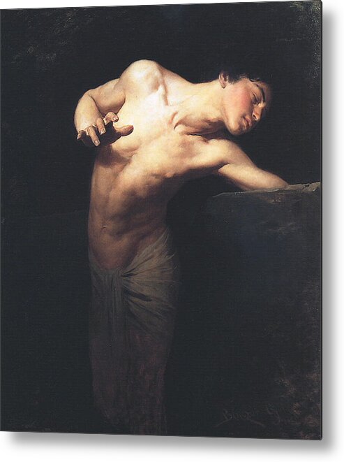 Narcissus Metal Print featuring the painting Narcissus by Gyula Benczur