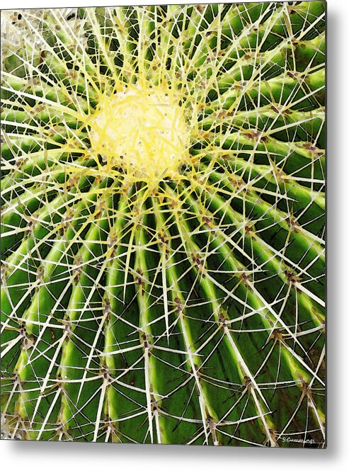 Fractal Metal Print featuring the painting Nature's Fractals - Cactus Art by Sharon Cummings