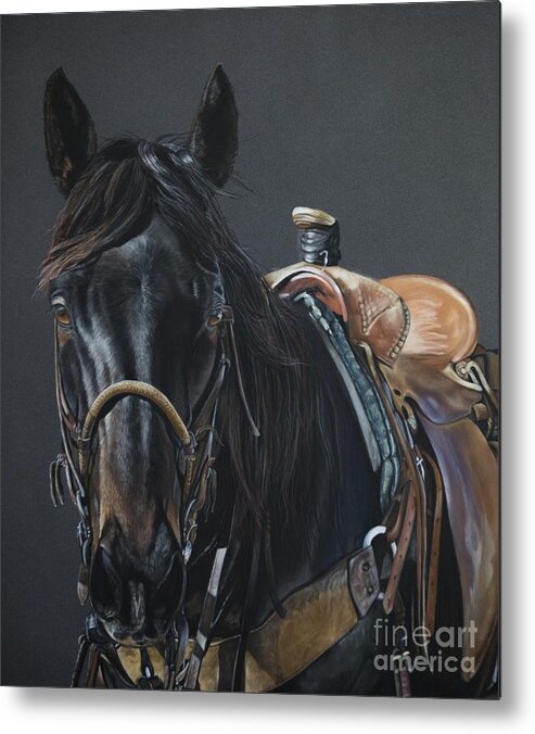 Equine Metal Print featuring the pastel New Guy on the Job by Joni Beinborn