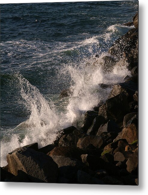 Rocks Metal Print featuring the photograph Ocean Beach Splash 3 by Wesley Elsberry