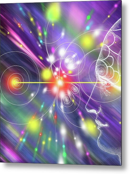 Head Metal Print featuring the photograph Particle Tracks And Head by Mehau Kulyk/science Photo Library