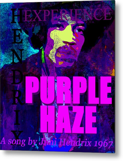 Jimi Hendrix Metal Print featuring the painting Purple Haze JH 1967 by David Lee Thompson