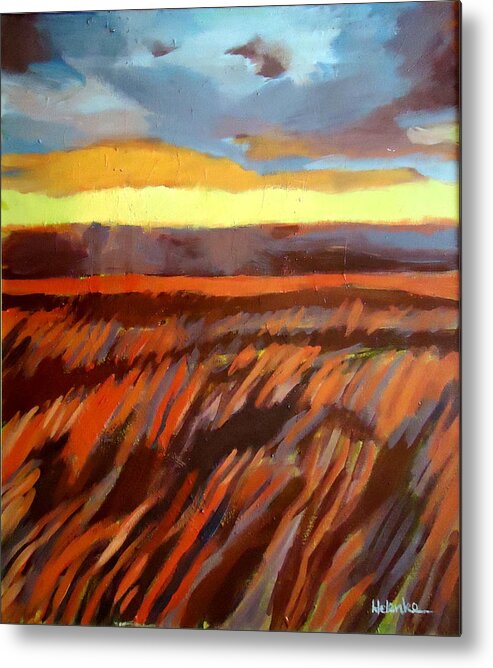 Landscape Metal Print featuring the painting Red Field by Helena Wierzbicki