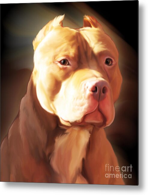 Spano Metal Print featuring the painting Red Pit Bull by Spano by Michael Spano