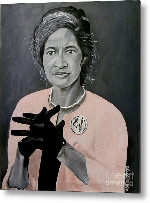 Painting; Activist; Celebrity; Faces; Famous; Female; History; Civil Rights; Legends; Speaker; Woman Metal Print featuring the painting Rosa Parks by Michelle Brantley