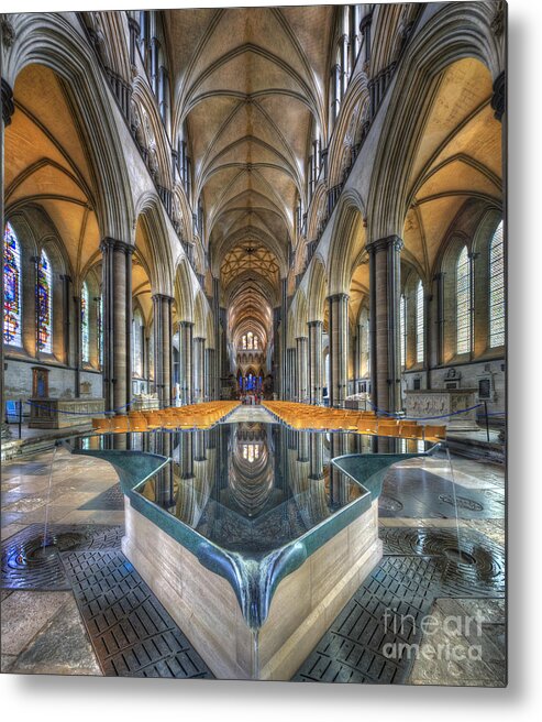 Hdr Metal Print featuring the photograph Salisbury Cathedral by Yhun Suarez