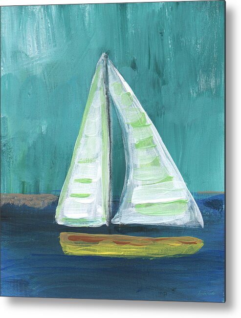 Boat Metal Print featuring the painting Set Free- Sailboat Painting by Linda Woods