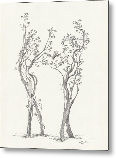 Tree Dancer Metal Print featuring the drawing Sharing the Music by Mark Johnson