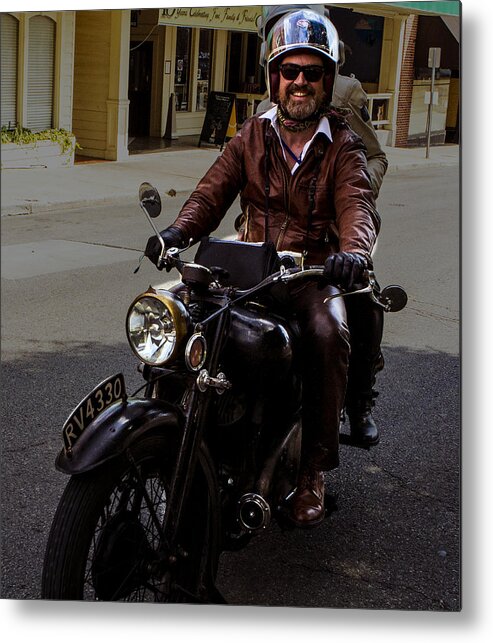 Cannonball Motorcycle Metal Print featuring the photograph Smiling into Cape Girardeau by Jeff Kurtz