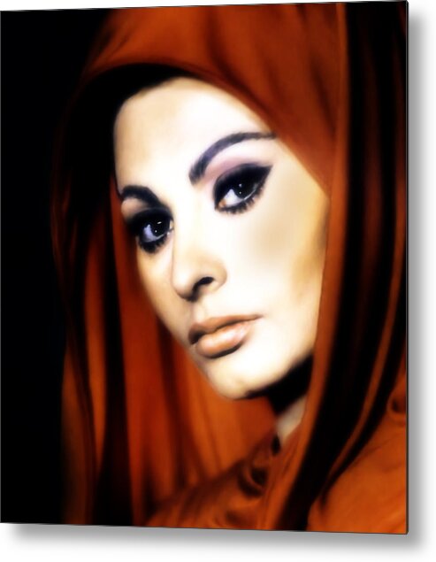 Beautiful Metal Print featuring the painting Sophia Loren by Georgiana Romanovna