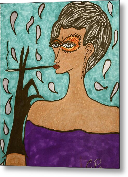 Woman Metal Print featuring the drawing Sophisticada by Chrissy Pena