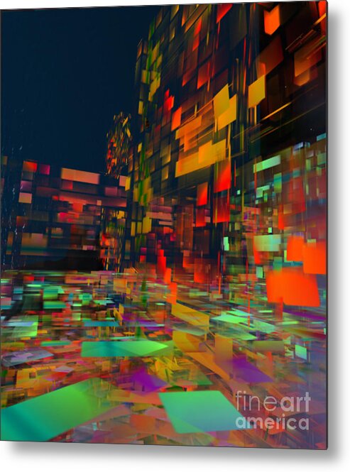 Abstract Metal Print featuring the digital art Squarecity1 by Susanne Baumann