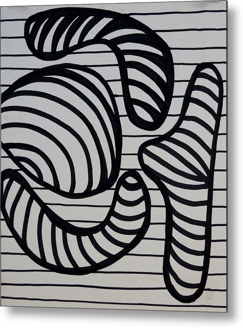 Black And White Metal Print featuring the drawing Squigglesi by Erika Jean Chamberlin