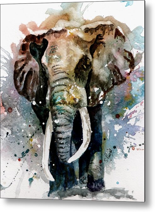 Animals Metal Print featuring the painting The Elephant by Steven Ponsford