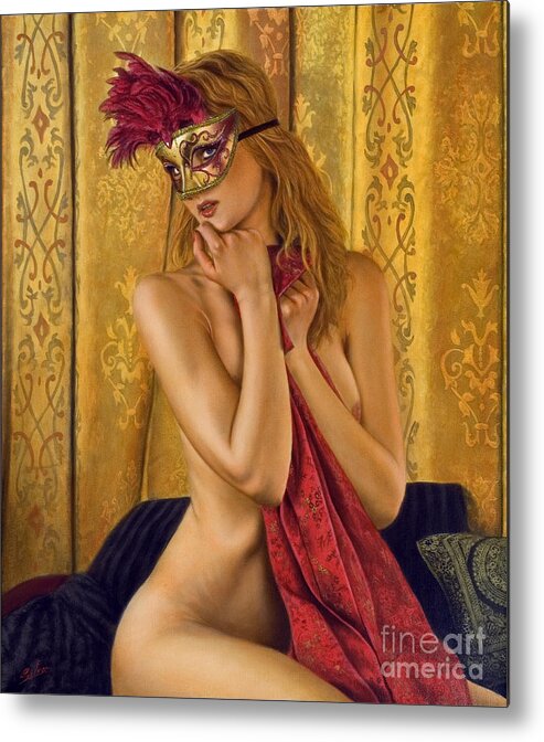 Paintings Metal Print featuring the painting The mask by John Silver